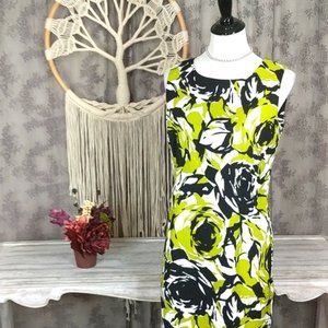 Ronni Nicole green abstract rose shift dress